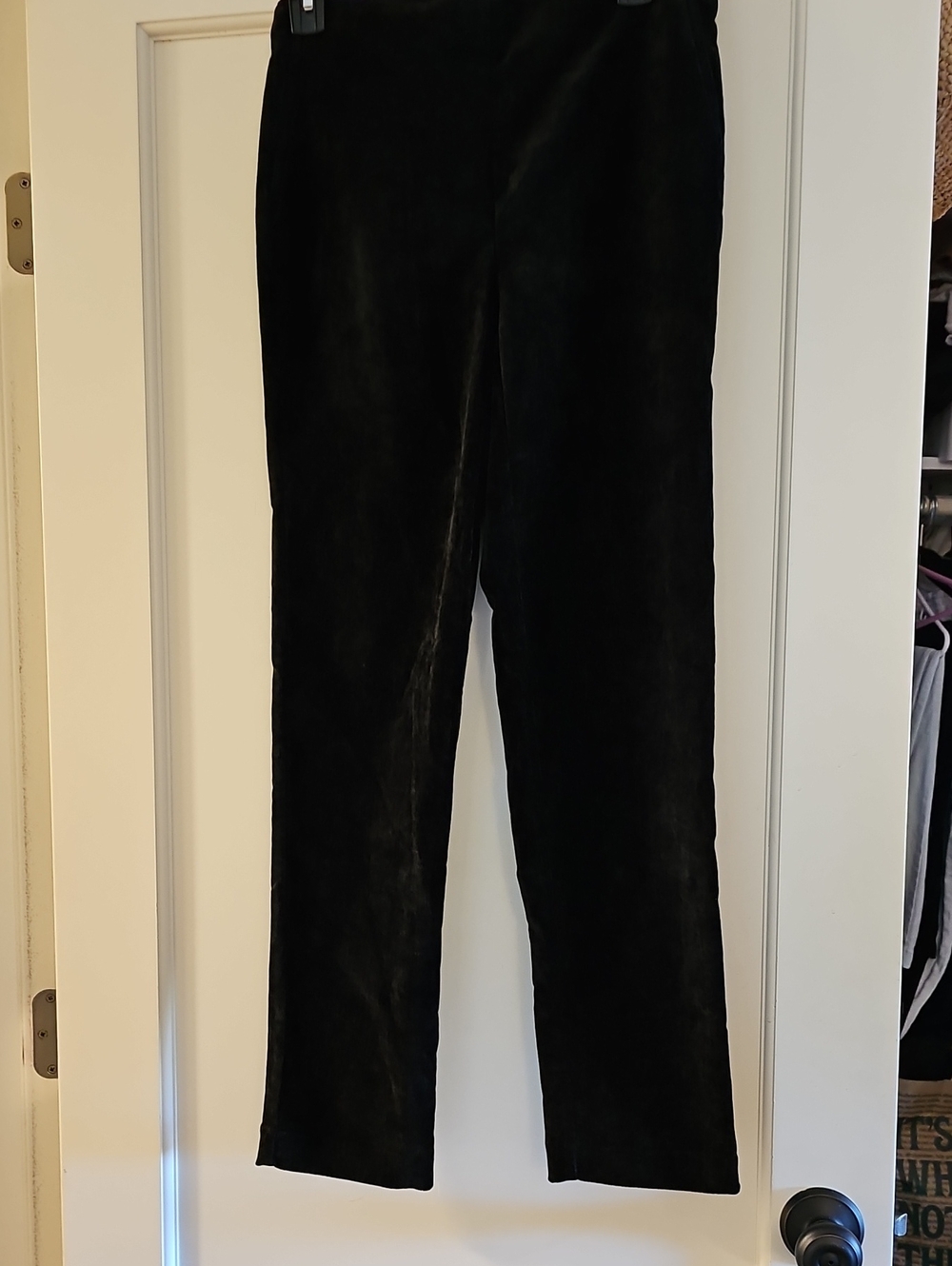 Hilary Radley Black Velvet Ankle-Length Straight-Leg Pants